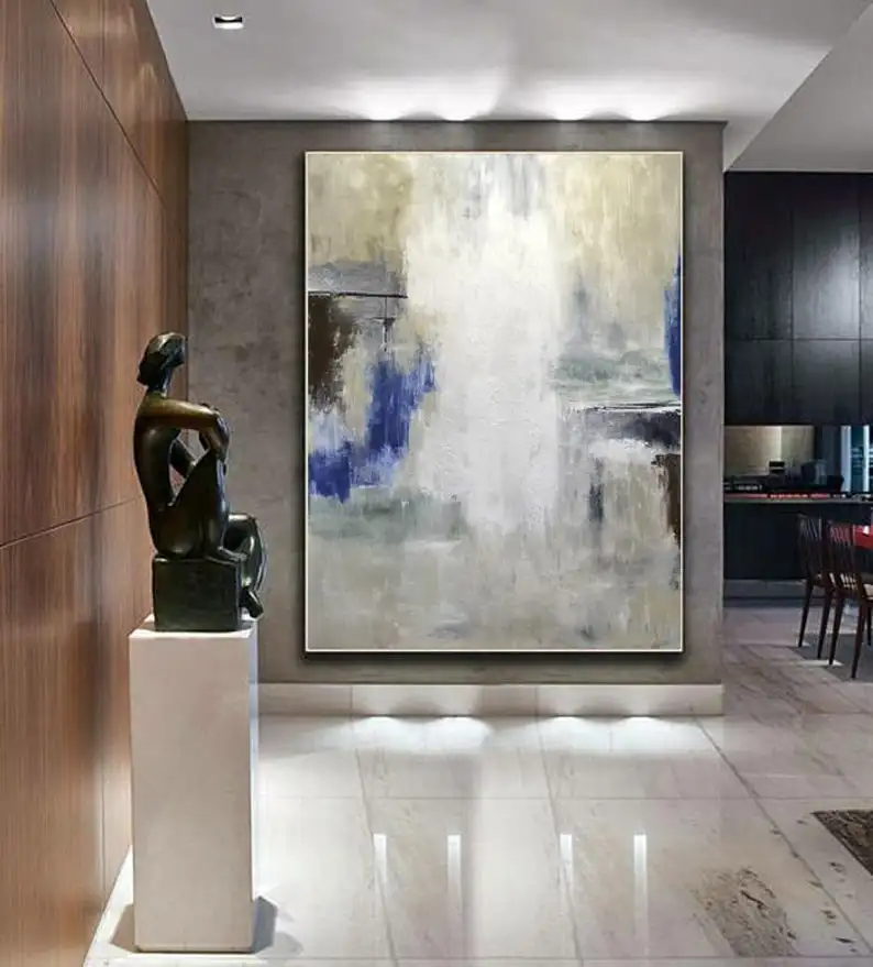 

Большая абстрактная картина, современное искусство, холст, картина маслом, современное искусство, Настенный декор, небо, белый, домашний декор, настенная живопись