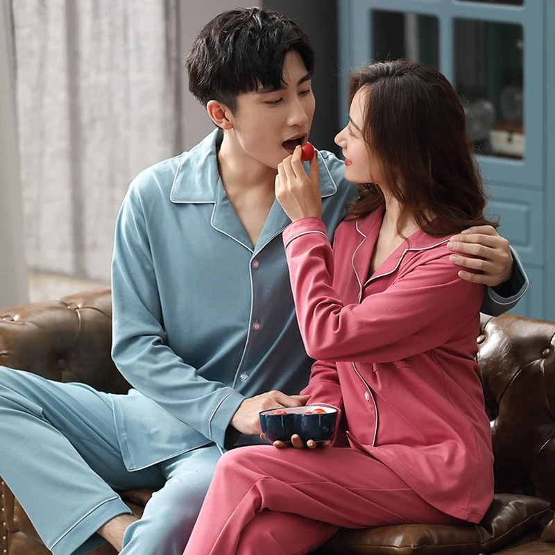 Pyjama de Couple pour homme et femme, vêtement d'hiver, 100% coton