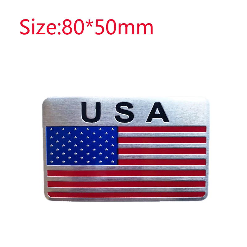 USA Flag United States Thin Aluminium Label Emblem Chrome Car Styling Sticker America Shield for Ford Buick Land Rover