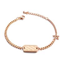 Trendy Stainless Steel Square Star Bracelet Bangle For Women Rose Gold Color Adjustable Chain Cuff Hand Jewelry Gift