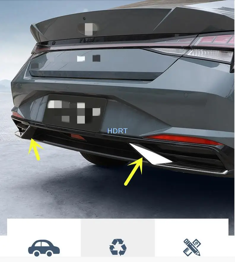

For Hyundai Elantra 2020 2021 Car 2pcs Rear Fog Light Lamp Trim Eyebrow Sticker Strips Garnish Cover Accessories