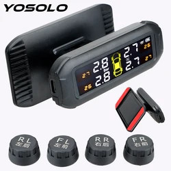 Car Tyre Pressure Monitor Temperature Warning Fuel Save With 4 External Sensors Solar TPMS Tire Pressure Monitoring System