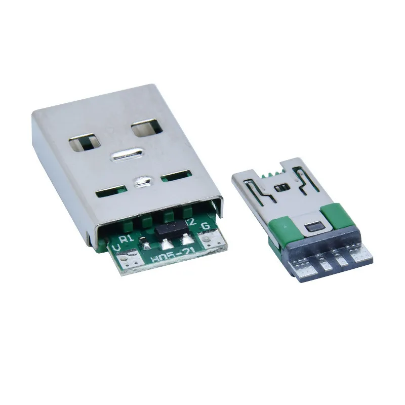 10pcs/lot usb 2.0 flash charge high current green male connector Micro5pin green high current male connector plug