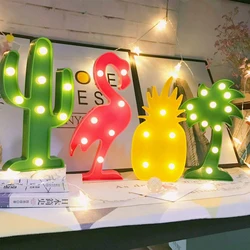 LED Christmas Rree Night Light Flamingo Kids Room Decoration Lamp Pineapple Nightlights Cactus Night Lights Baby Christmas Gifts