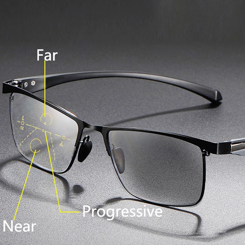 

Photochromic Progressive Multifocal Reading Glasses Men Anti Blue Light UltraLight Tr90 Full Frame Presbyopic Glasses