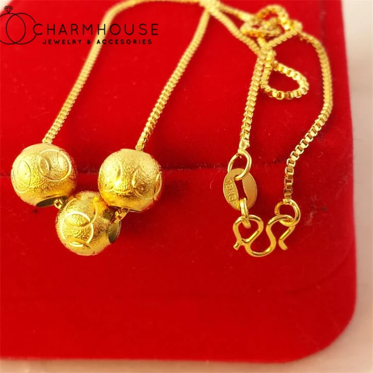 24K Gold Color Charm Necklaces For Women Buddha Beads Pendant & Necklace Collier Femme Choker Wedding Jewelry Accessories Gifst