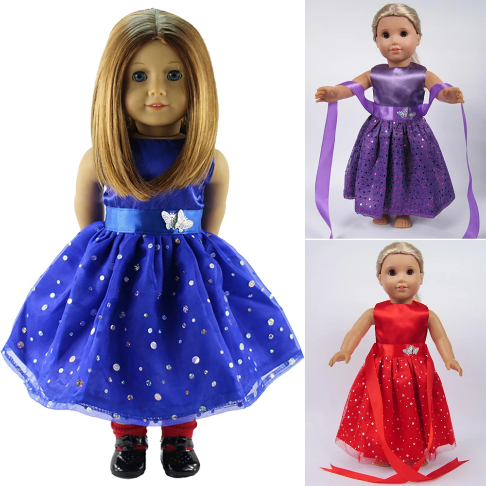 Doll Fashion Bow Princess Skirt Clothes Accessories For 18 Inch American&43 Cm Born Baby Our Generation Birthday Girl\'s Toy Gift