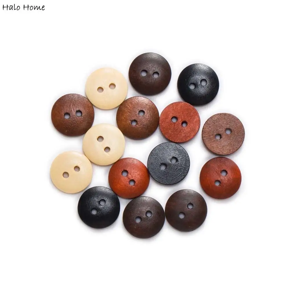 2 Hole Round Bread type Wooden Buttons Sewing Scrapbook Clothing Crafts Gift Sweaters Handwork Home DIY Accessories 10-25mm