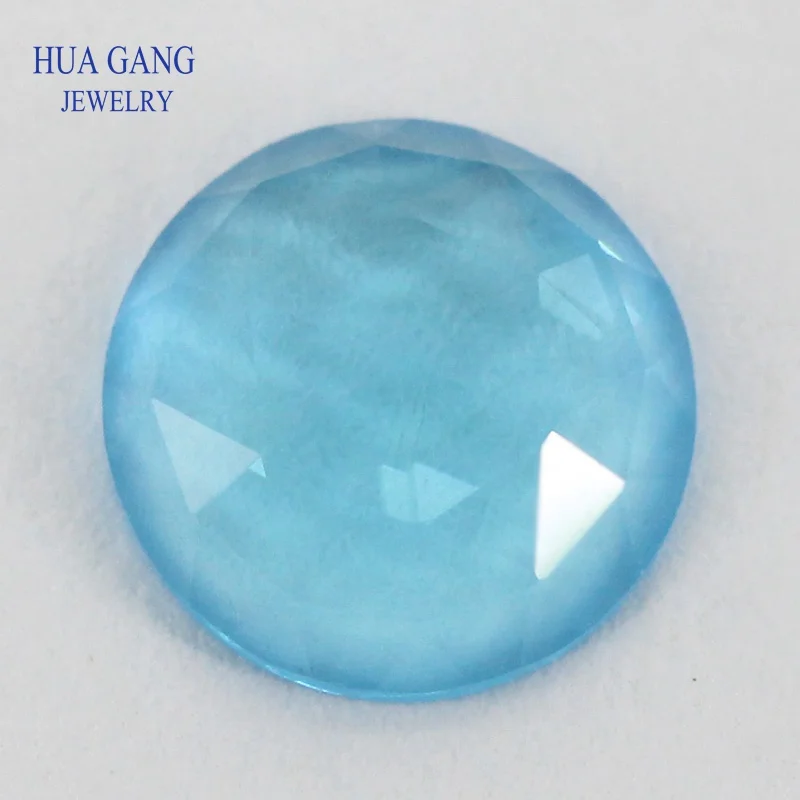 Round Shape Aqua Blue Rose Cut Glass Beads Stones Flat Bottom Loose Seablue Glass Gems 8mm Wholesale Beads For Jewelry Making