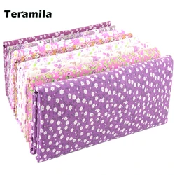 Teramila Purple Pattern Floral Plain 100% Cotton Printed Patchwork Cloth Fabric for Art Sewing DIY Handmade Crafts Needlework