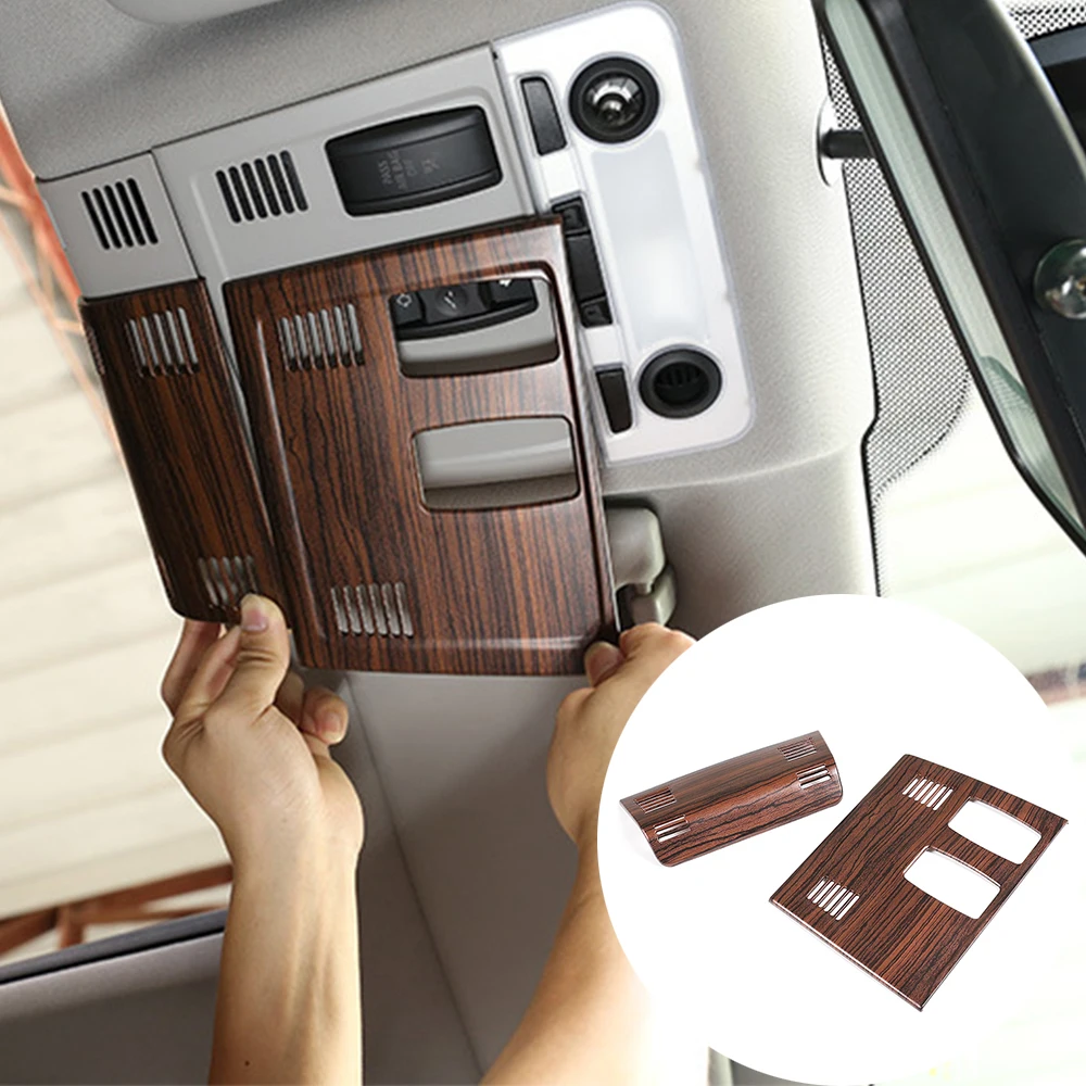 ABS  Plastic 2 Pcs Pine Wood Grain Car Roof Reading Light Cover Frame Trim for BMW X1 E84 2011-2015 Car Accessories