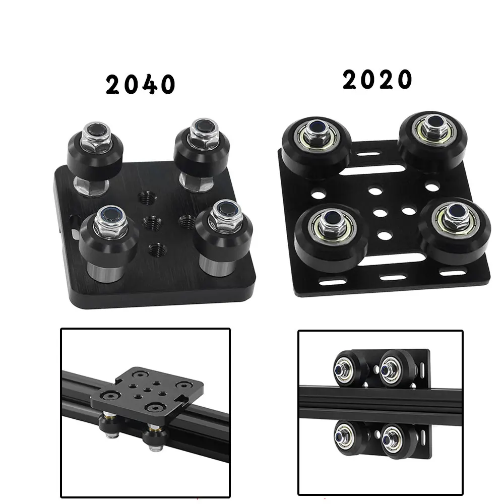 

1set 3D Printer Parts 2020 V Gantry Plat Set Special Slide Plate Pulley For 2020/2040 V-slot Aluminum Profiles Wheels