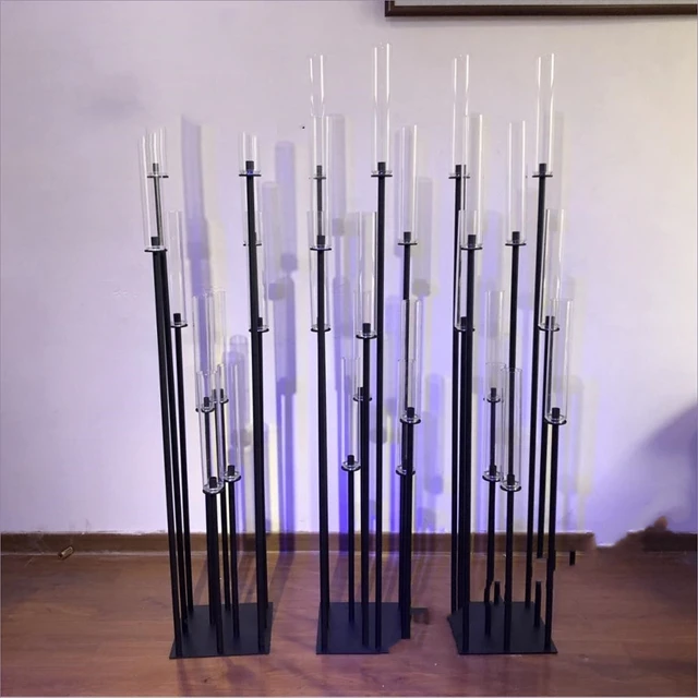 10pcs)8 heads Candle Holders mental candelabra Taper Tall Pillar Wedding Centerpieces Acrylic Candelabra For Wedding Table154