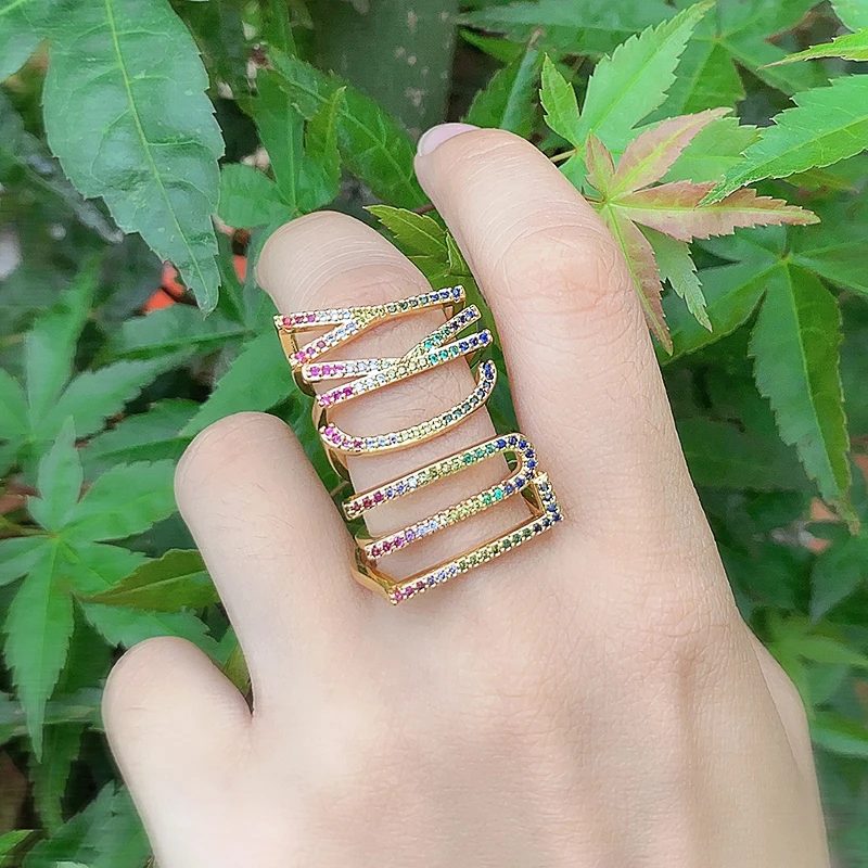 Kinel موضة A-Z رسالة قوس قزح خاتم الذهب اللون DIY بها بنفسك اسم الأحرف الأولى الأبجدية النساء حفلة تشيكوسلوفاكيا الزركون خاتم بوهو مجوهرات