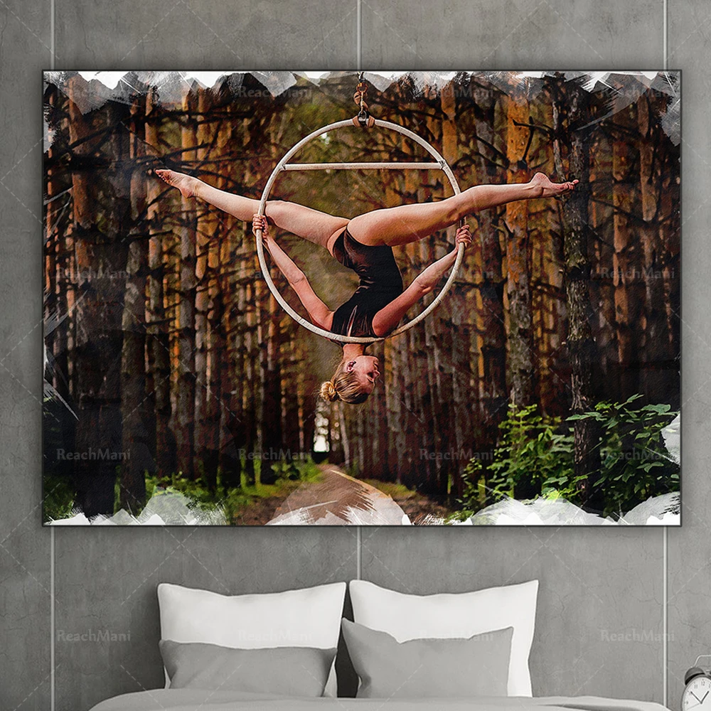 Gymnastics wall art, circus canvas art gymnastics painting, gymnast gift wall decoration poster
