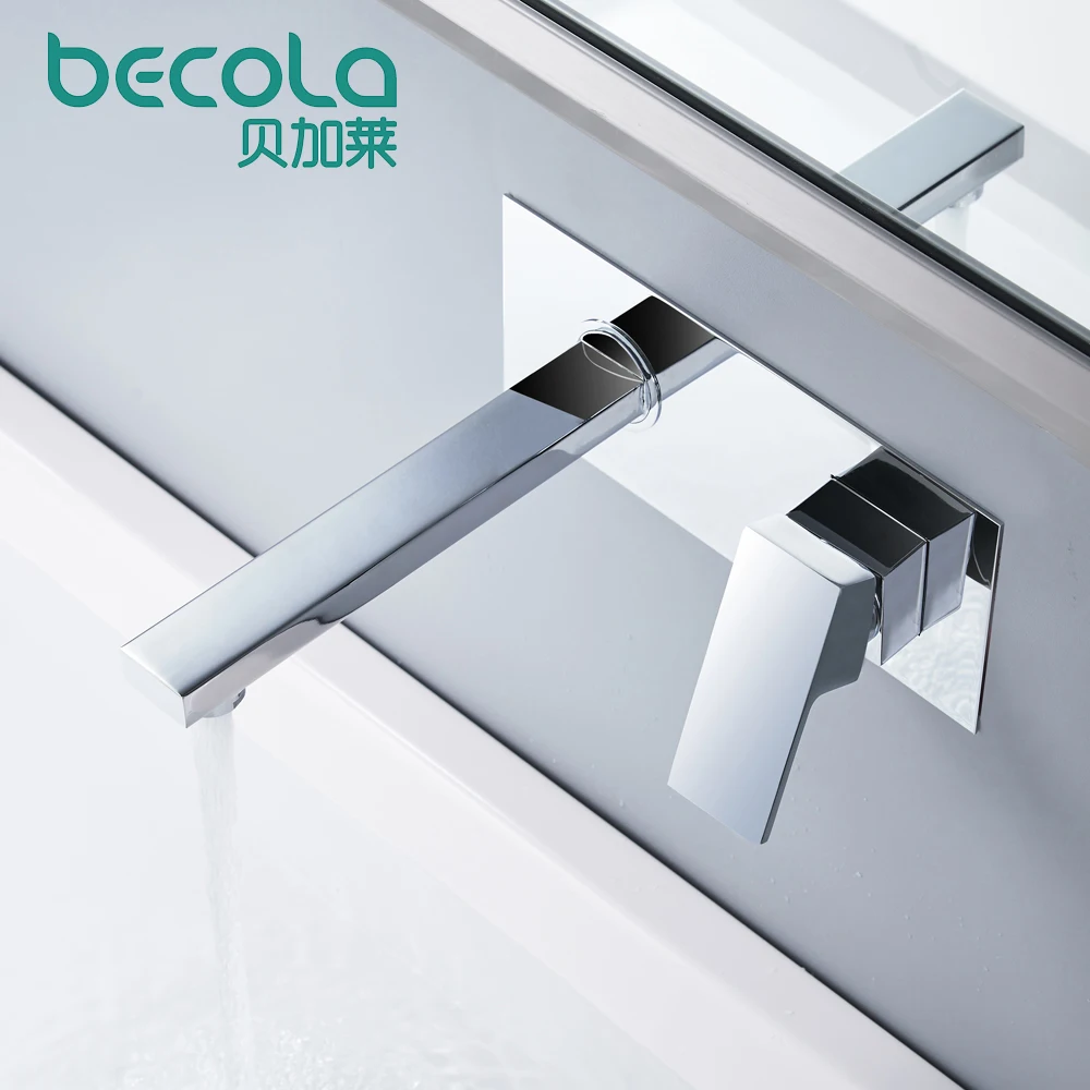 Becola Delivery Chrome Black Basin Faucet Wall Mounted Bathtub Bathroom Faucet Single Handle Mixer Tap Torneira