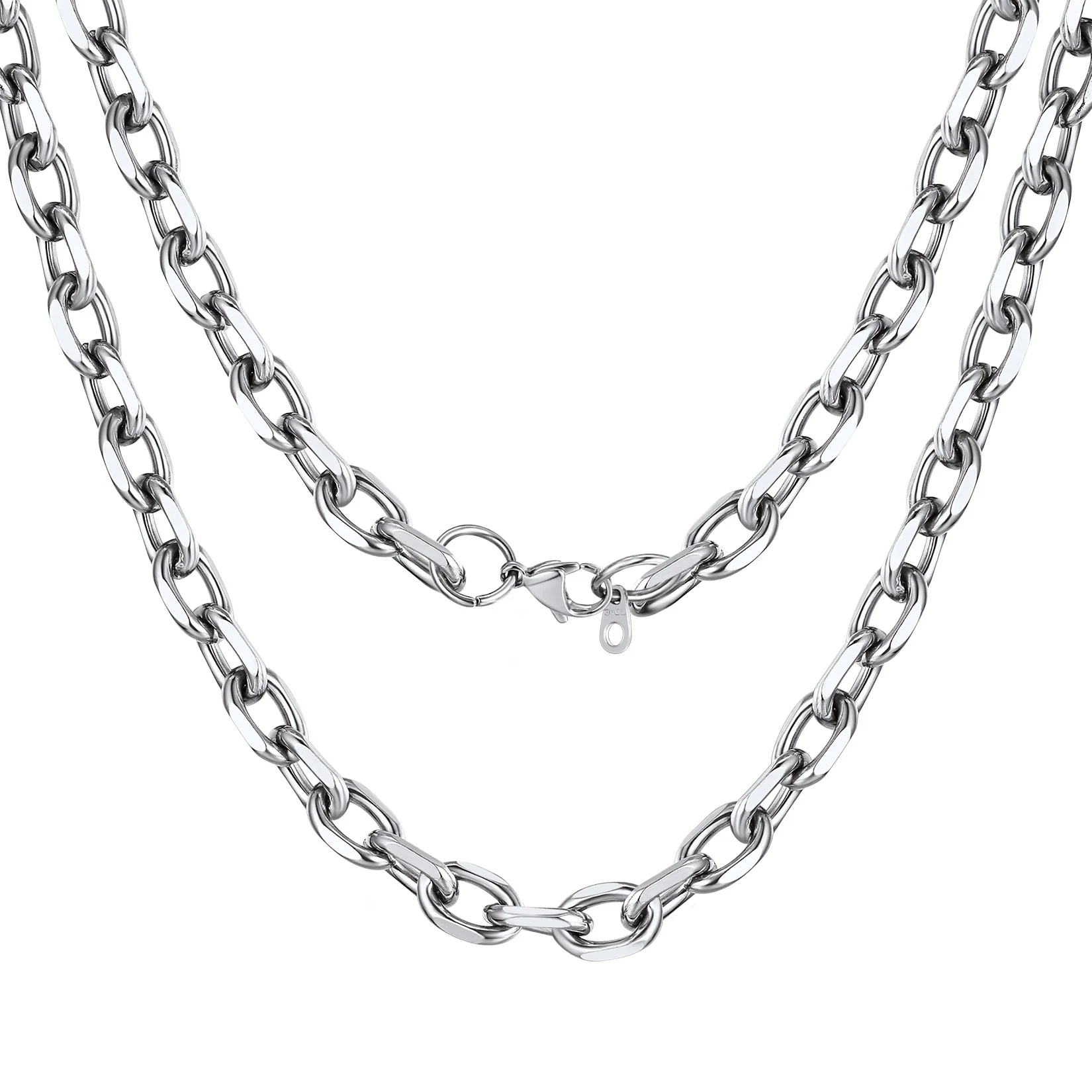 

Gift Men Stainless Steel Rolo Chain, Cable Link Necklace, 3/5/7/9/12MM Width, 18-30" (Send Gift Box) CP467