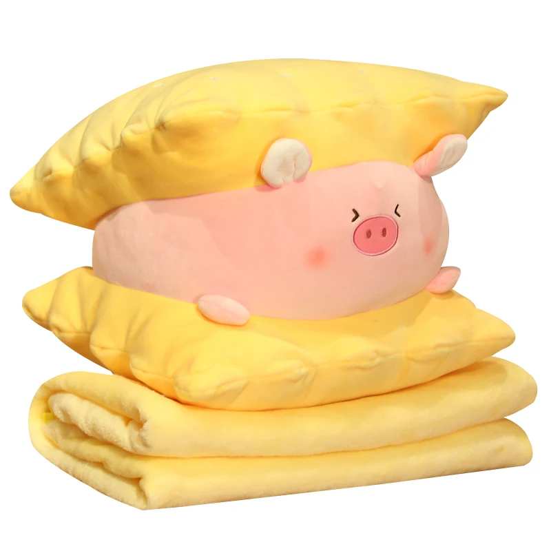 

1pc 40cm Creative Simulate Animal Sandwich Biscuits Plush Pillow Kawaii Pig Dinosaur Rabbit Bear Plush Cushion with Blanket Doll