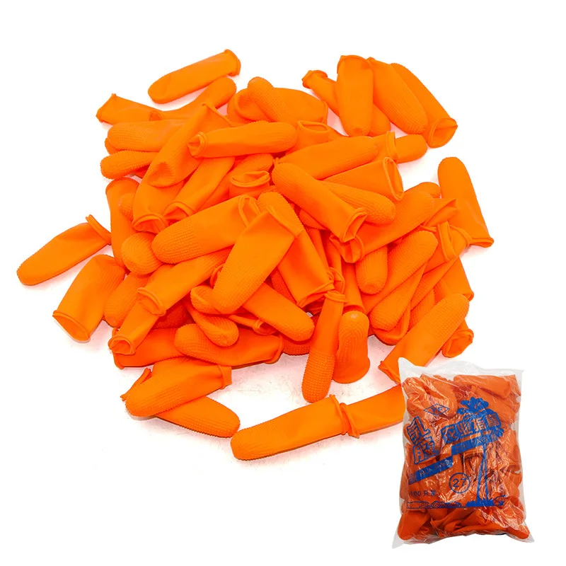 100PCS Latex Latex ยาง Anti-Static ปลายนิ้วนวมต่อยมวยสำหรับนับหมายเหตุ/การเกษตรหยิบฯลฯ