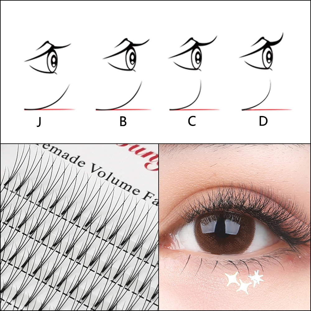 3d/4d/5d/6d/7d/8d 0.07mm 8-15mm 12 Rows Short Stems Professional Soft Natural Premade Volume Fans Eyelash Extensions Makeup Tool