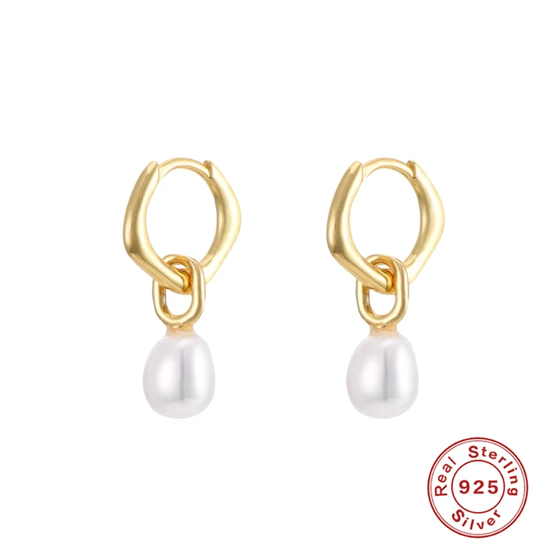 Korean Synthetic Baroque Pearl Earrings 925 Sterling Silver Drop Earrings For Women Valentine\'s Day Wedding Jewerly Gifts