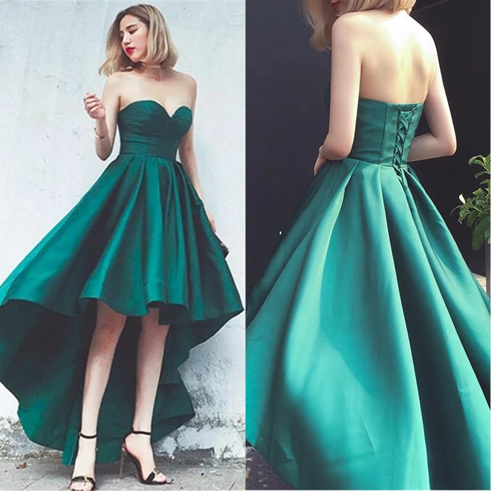 

NONE Train Formal Dresses Satin Lace up Prom Party Gown A Line Sweetheart Sleeveless Evening Dress Plus Size Custom