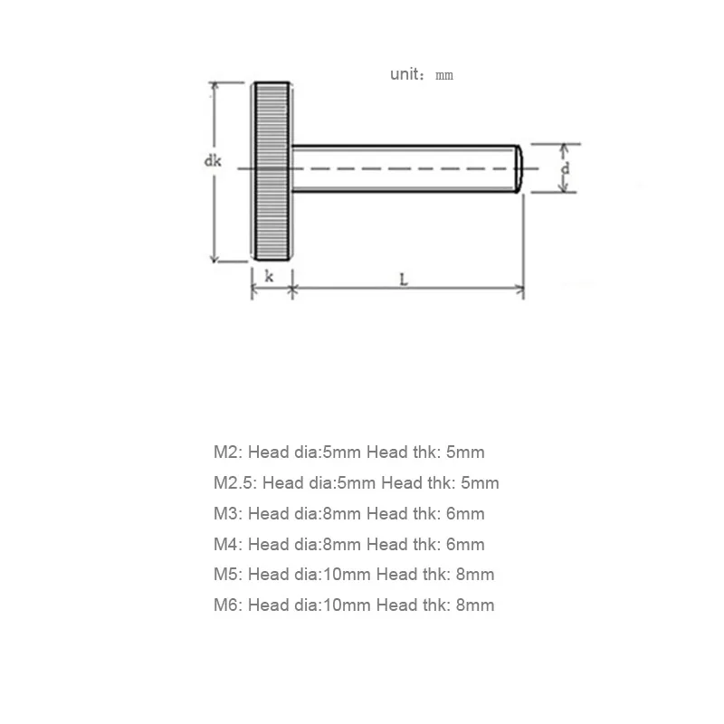 M2 M2.5 M3 M4 M5 M6 M8 304 Stainless Steel Knurl Flat Round Head Hand Tighten Thumb Screw Chassis Thumb Bolt Adjust Toolless