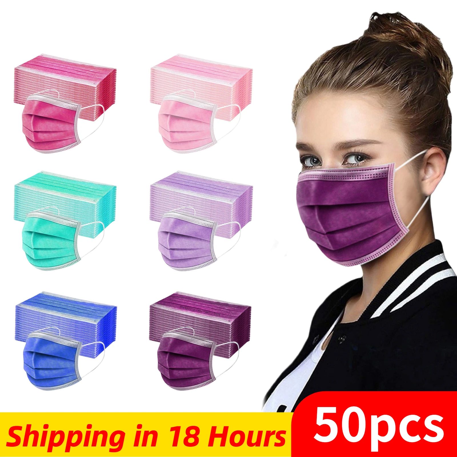 10/50/100pcs Adults Mascarilla Disposable Face Mask 3ply Ear Loop Mascherine Lavabili Maske Mascarilla Desechable Lote Mascaras