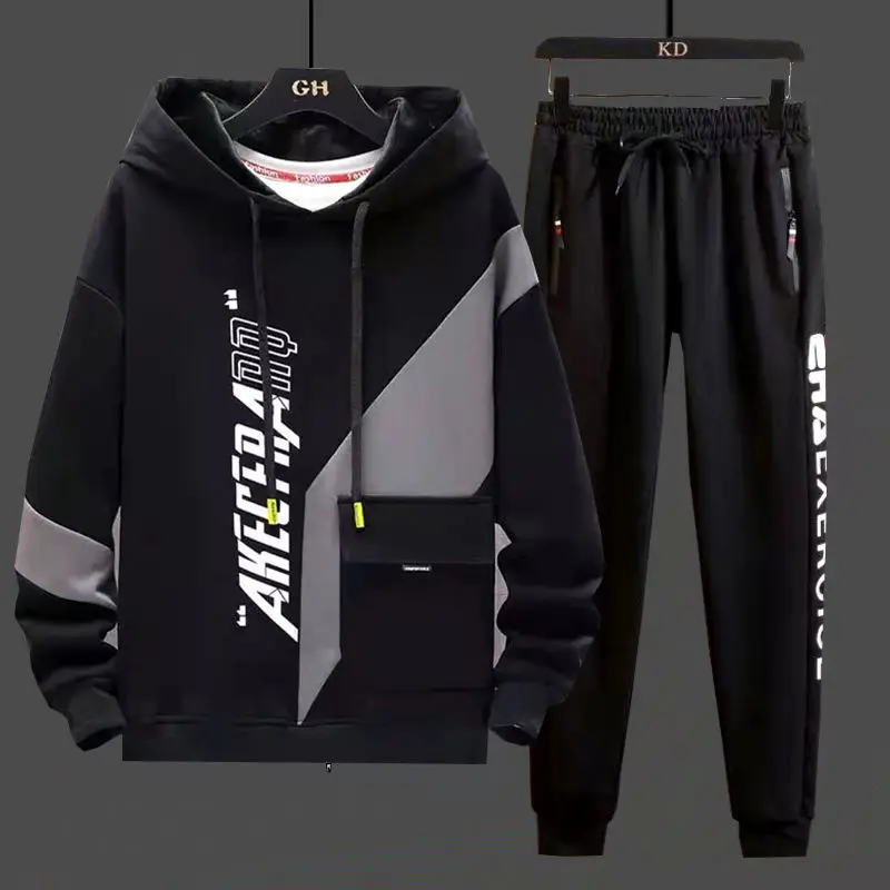 Primavera autunno set da uomo Harajuku Fashion Joggers set uomo Casual uomo abbigliamento Streetwear tuta con cappuccio uomo set di due pezzi