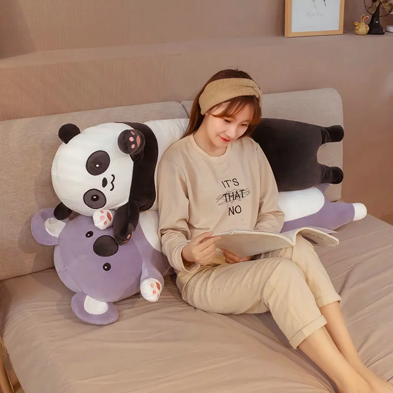 50-130cm Cute Panda Koala Long Pillows Soft Sleep Stuffed Animals Bear Plush Toys for Children Cartoon Doll Kawaii Gifts