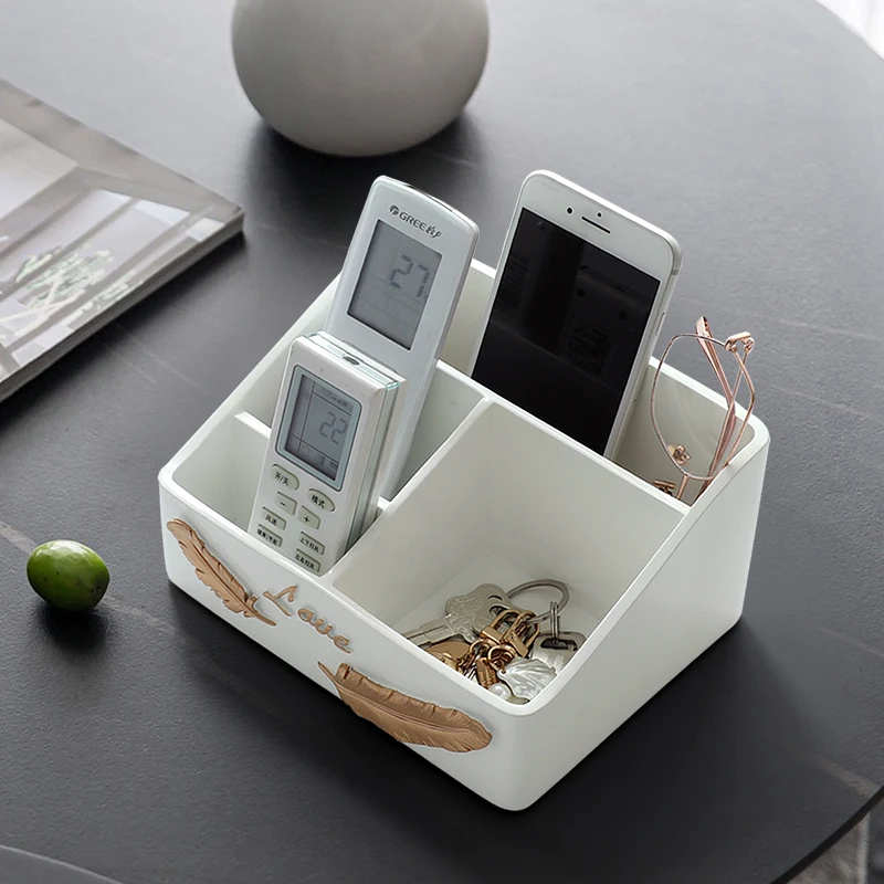 4 Grid Multi-Function Resin Phone Cosmetics Desktop Organize Storage Box Desk Accessories Storage Shelf Modern Home Decor