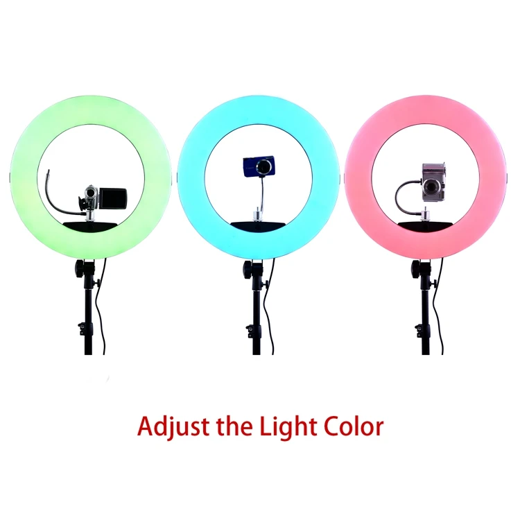 FOSOTO FC-480 RGB Colorful 480 Leds 96W 3200-5500K 18 inch ring light selfie For Camera Photo Video Photography