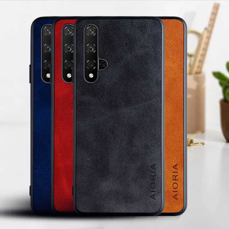 Case for Huawei Nova 5T funda Luxury Vintage leather cover soft tpu with hard pc phone coque for huawei nova 5t case capa