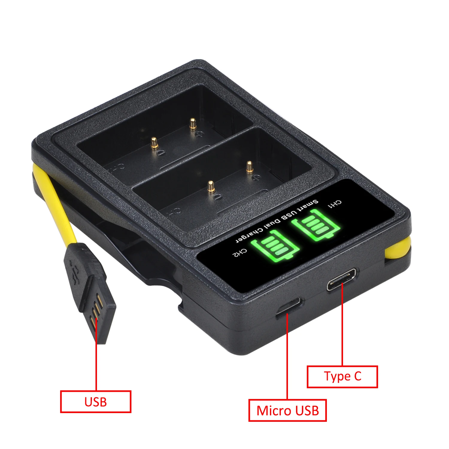 EN-EL20 EN-EL20a Battery Charger with Build-in USB and Type-c Port for Nikon coolpix P1000, Coolpix P950, 1 j1, 1 J2, 1 V3