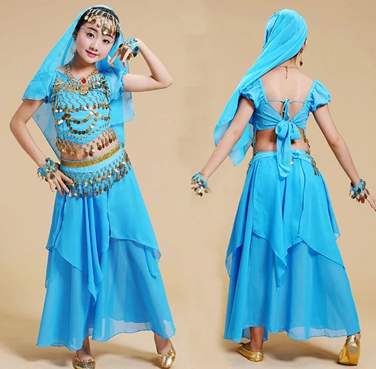 4 Stks/set Meisje Buikdans Kostuums Voor Meisjes Egyptische Prestaties Show Party Bollywood Dance Indiase Kleding Oosterse Kostuum