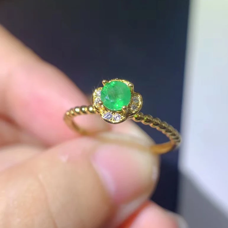 

CoLife Jewelry 100% Natural Emerald Wedding Ring 4mm Round Emerald Ring for Daily Wear 925 Silver Emerald Jewelry