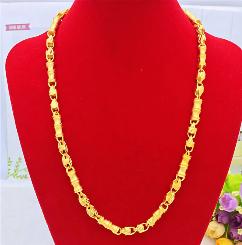 Fashion 18K Gold Necklace for Men Wedding Engagement Jewelry 8n Car Flower Bamboo Chain Necklace Thick Yellow Gold Chain Jewelry