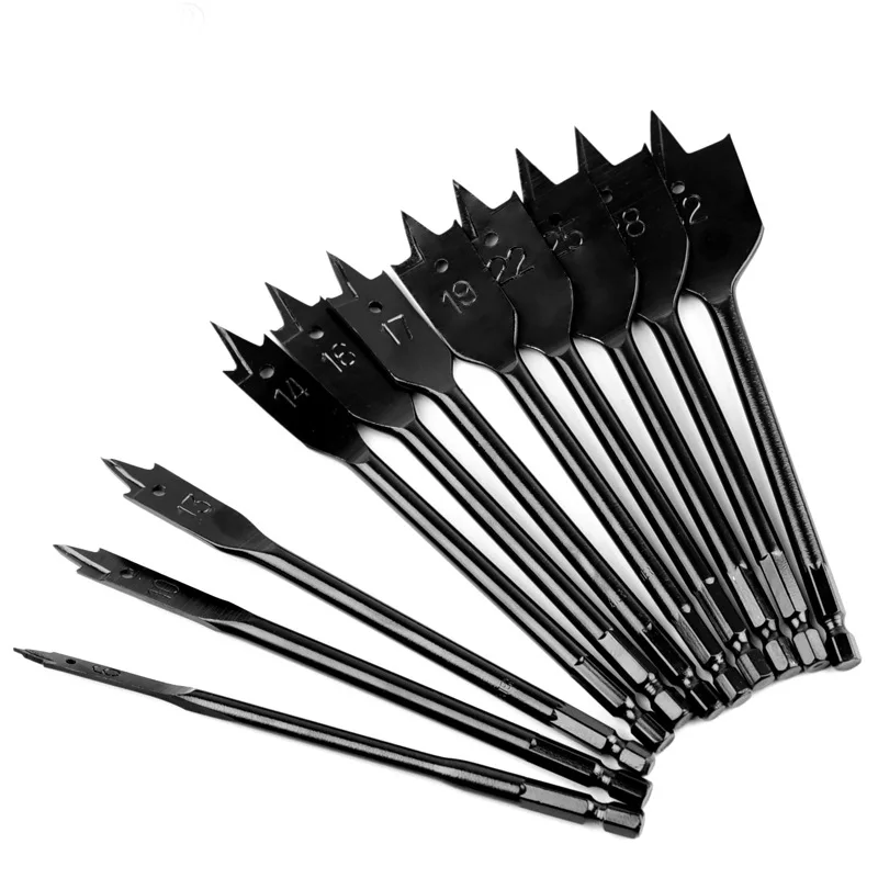 11pcs/set flat drill bits 3-point woodworking opener with hexagonal handle wood working tools 6-32mm