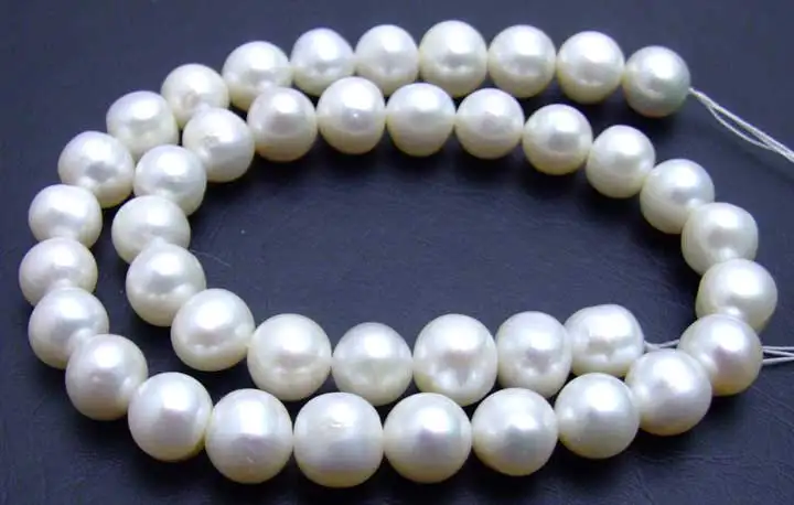 

Qingmos 10-11mm Round A Natural White Pearl Loose Beads for Jewelry Making DIY Necklace Bracelet Earring Strands 14"