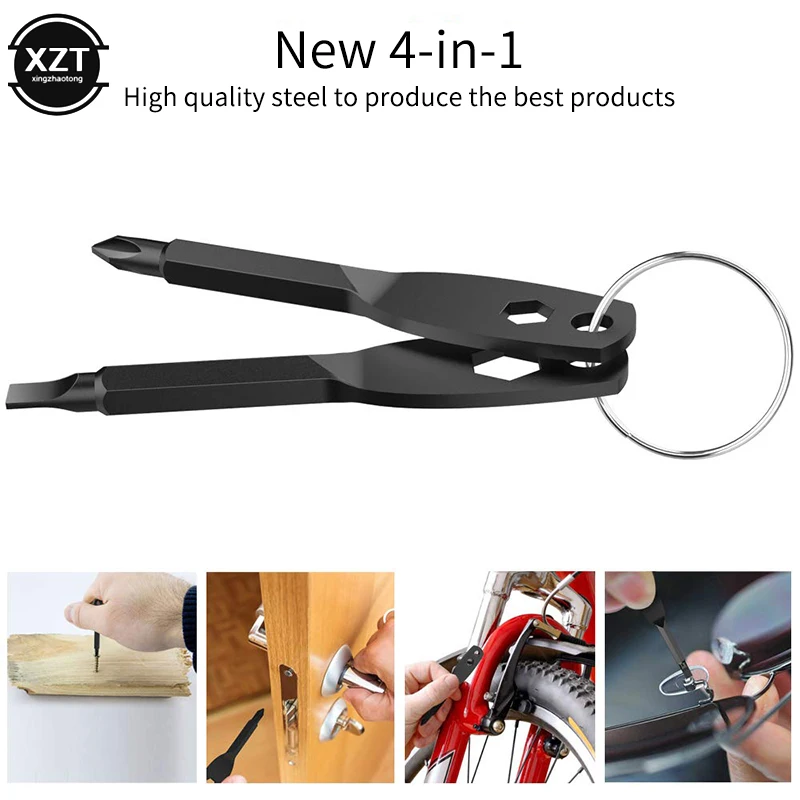 Mini Stainless Steel Screwdriver EDC Multifunction Screwdriver Key Shape Slotted/cross Screwdrivers Keychain Pocket Repair Tool