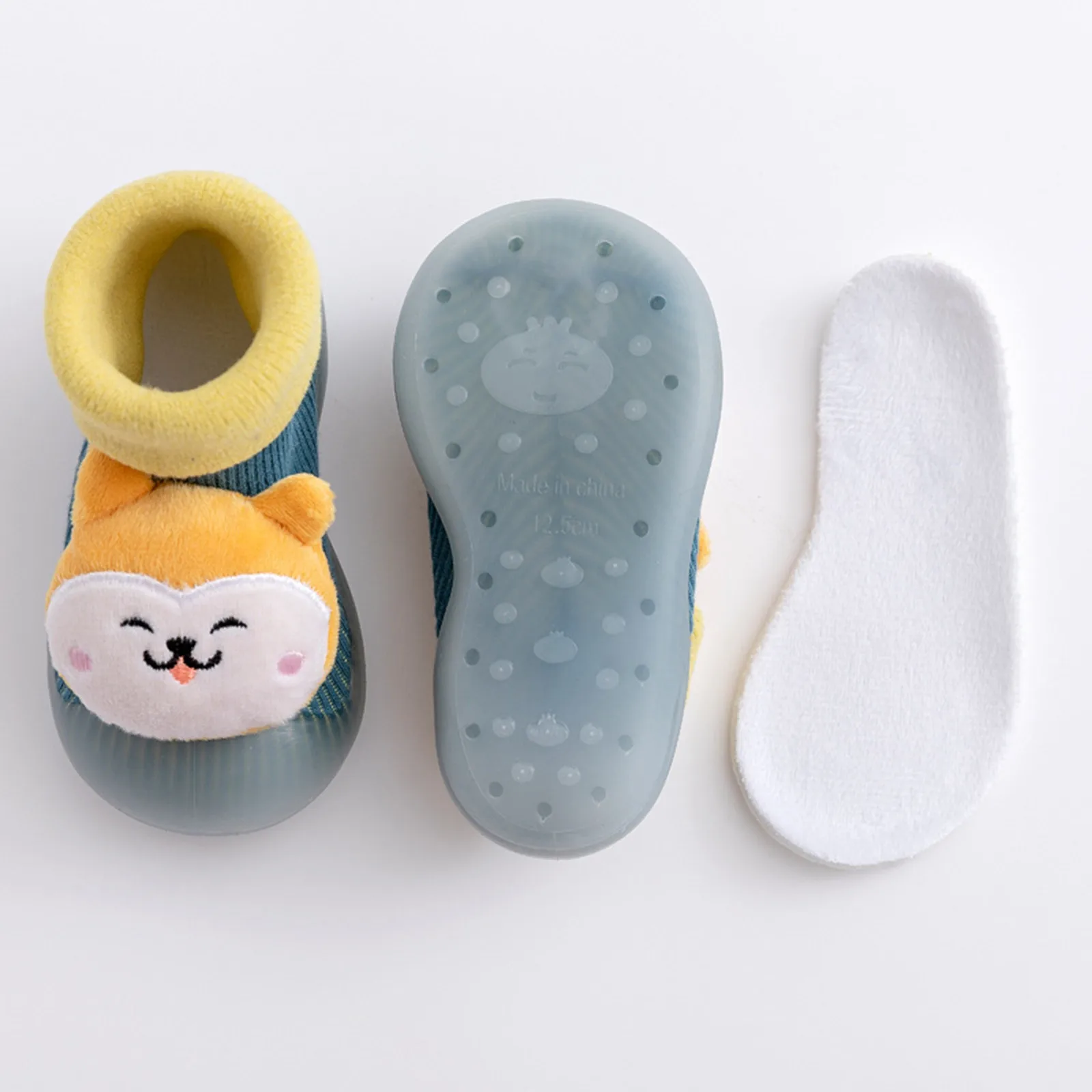 Kids Toddler Shoes Socks Baby Boys Girls 3D Cartoon Patchwork Warm Knit Soft Sole Rubber Shoes Socks Slipper Stocking zapato