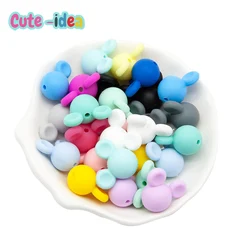 Cute-Idea 10PCs Mini Mouse Head BeadsTeether Chewing Toddler Food Grade Toys Pacifier Chain Rodent Accessories DIY Teething