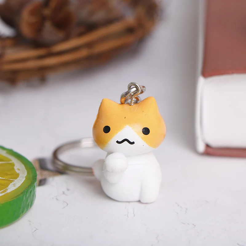 1pcs Cute Cat Figure Keychains Keyring Key Holder Gifts for Kid Fashion Charms Trinkets Accessories