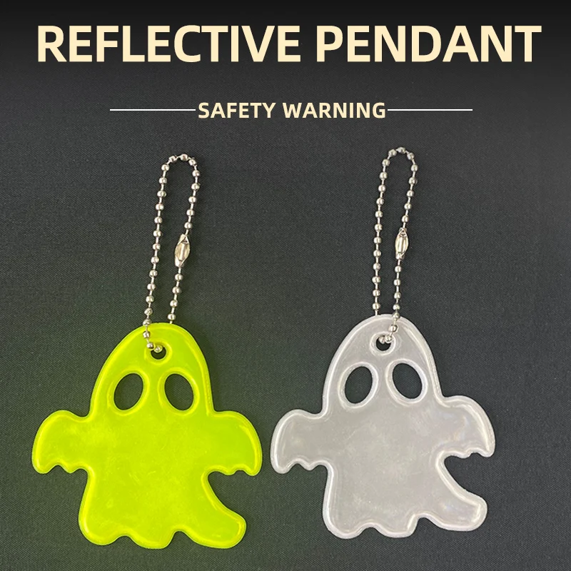 Halloween Ghost Reflective Pendant Charm Bag Accessories Hanger Keychain High Visibility Keyrings Gift ORAFOL 600 Light