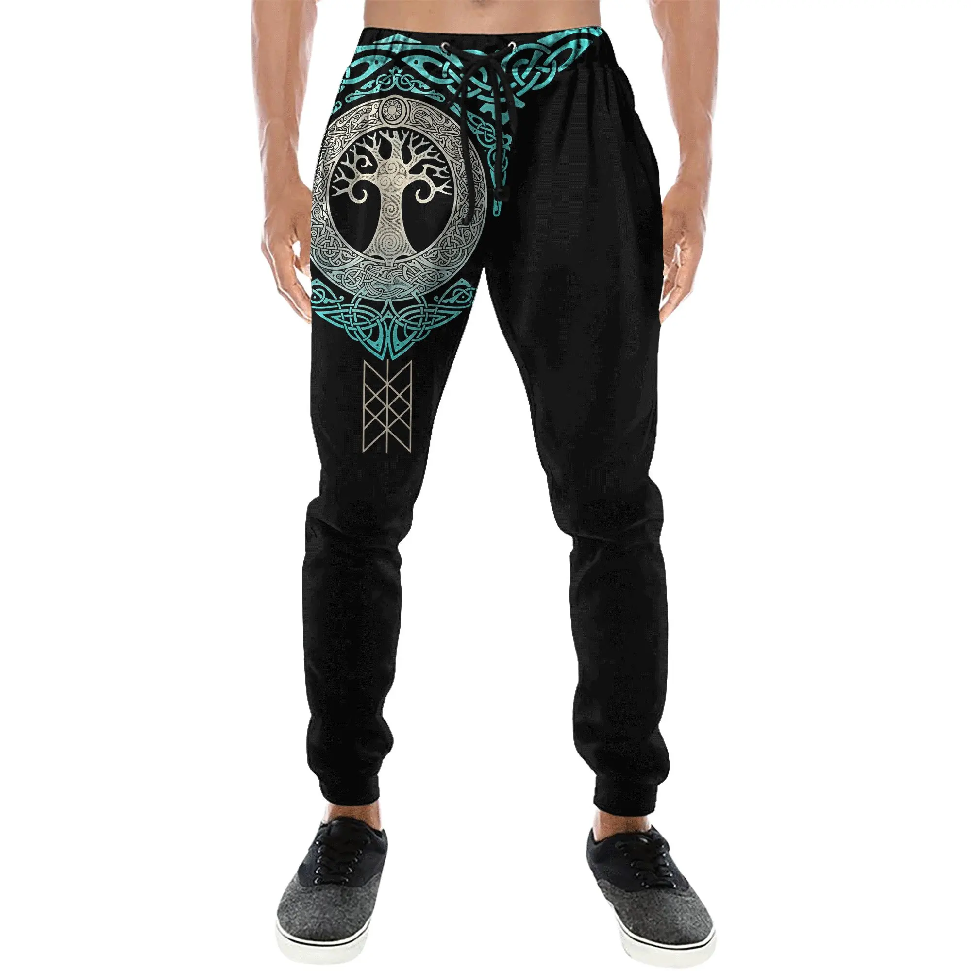 Pantalones Harajuku 3D hombre – Estampado tatuaje lobo y dragón - imagen 2