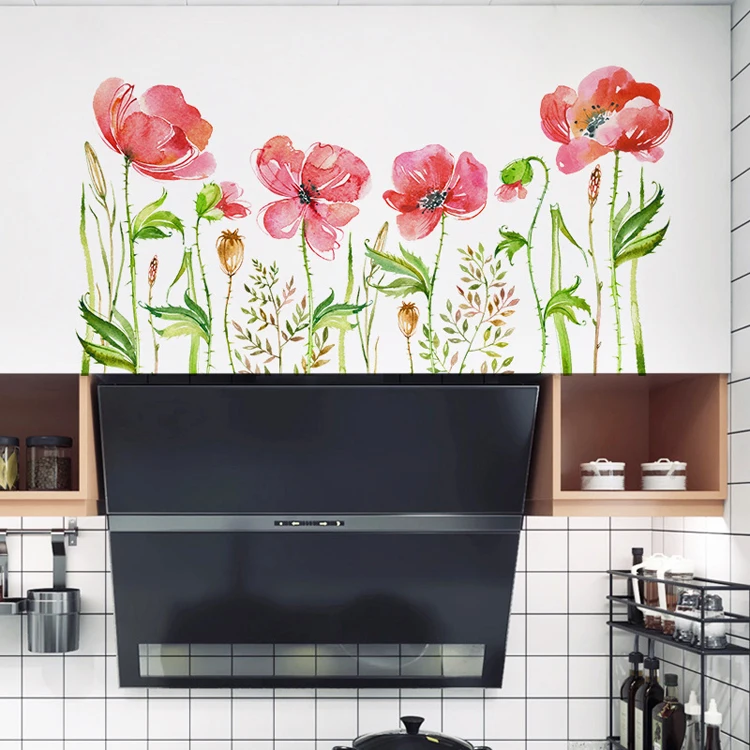 Grüne Blätter Blumen Fußleisten-Wandaufkleber Selbstklebende Schlafzimmer-Dekoration Tapete Wohnzimmer-Hintergrund Heim-Dekor Aufkleber – Detail 2