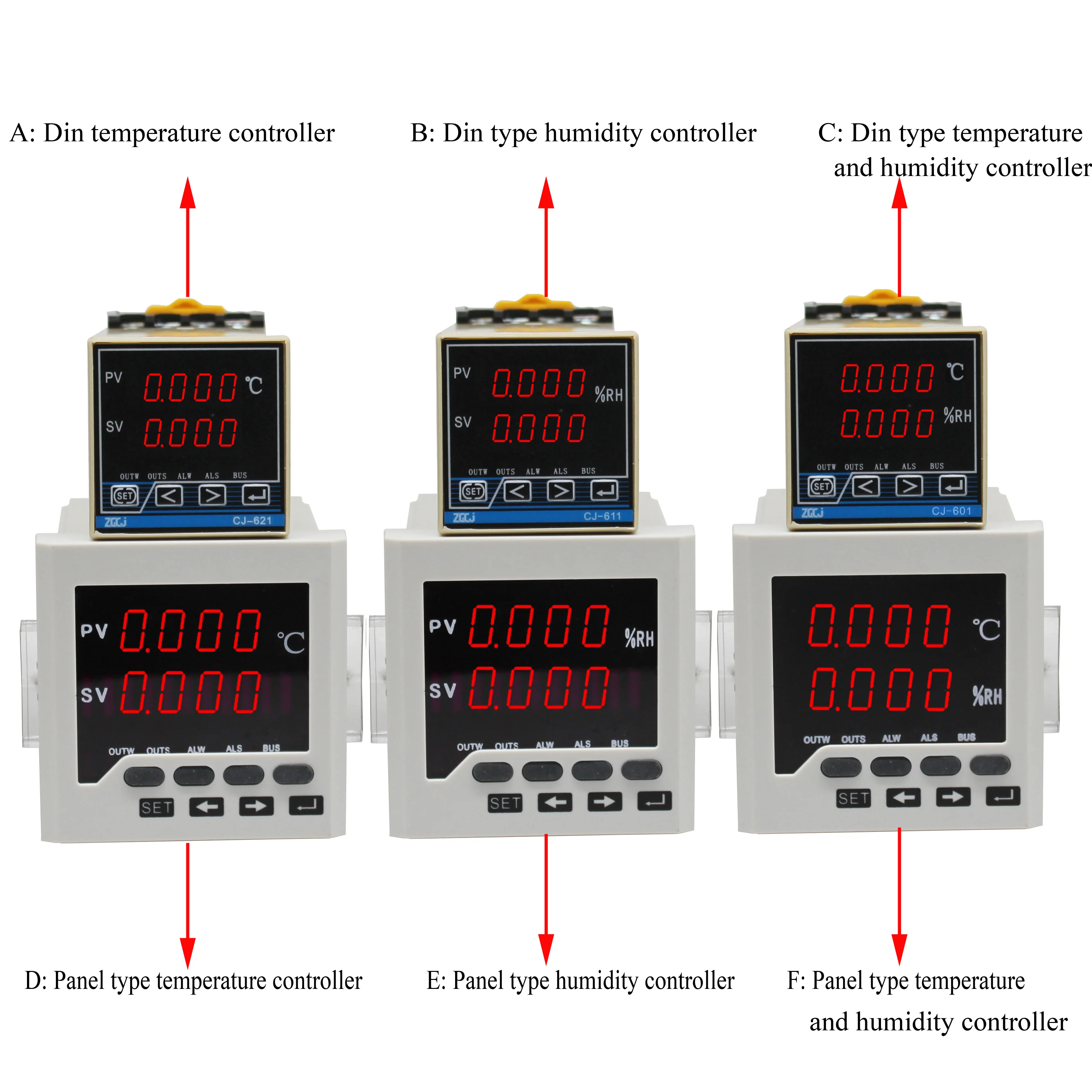 Imagem -03 - Controlador de Temperatura e Umidade Digital com Sensor Inteligente tipo de Trilho Din Painel Termostato e Higrômetro