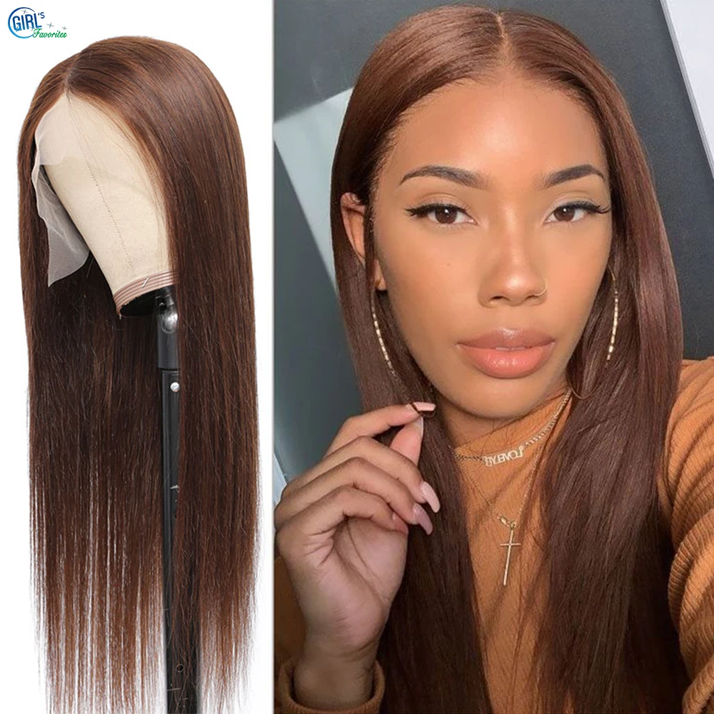 

Glueless Cheap Brown Wig Frontal Hd Transaprent Lace Human Wig T Middle Part Straight Lace Front Wigs Top Remy Hair Colored Wig