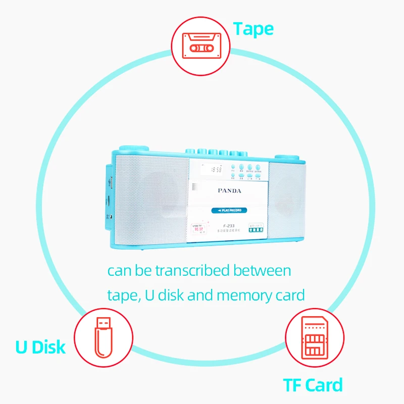 Cassetterecorder Stereospeler Tape naar USB-schijf/geheugenkaart MP3-converter-taal leren, lesgeven, luisteren naar muziek, nieuws