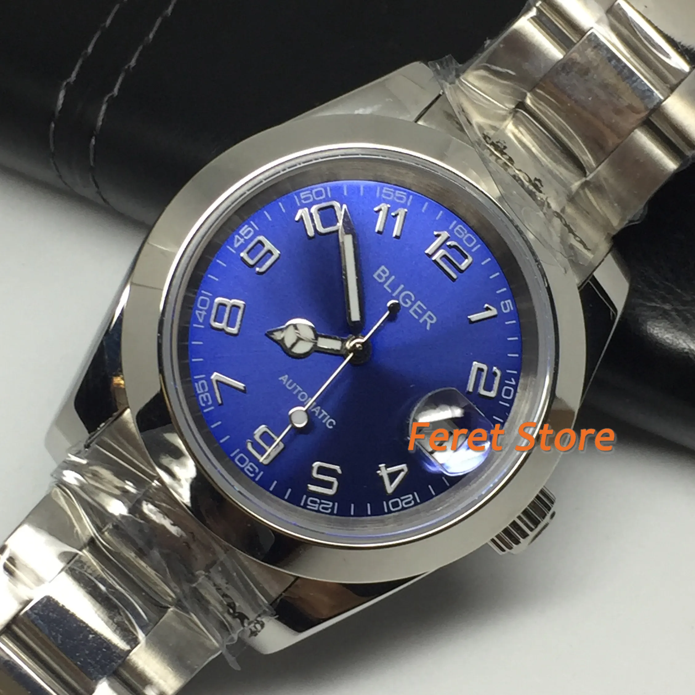 

BLIGER 2020 new 39mm top Stainless steel Polished Men Wristwatch Sapphire Glass blue dial MIYOTA Automaton movement mens watch